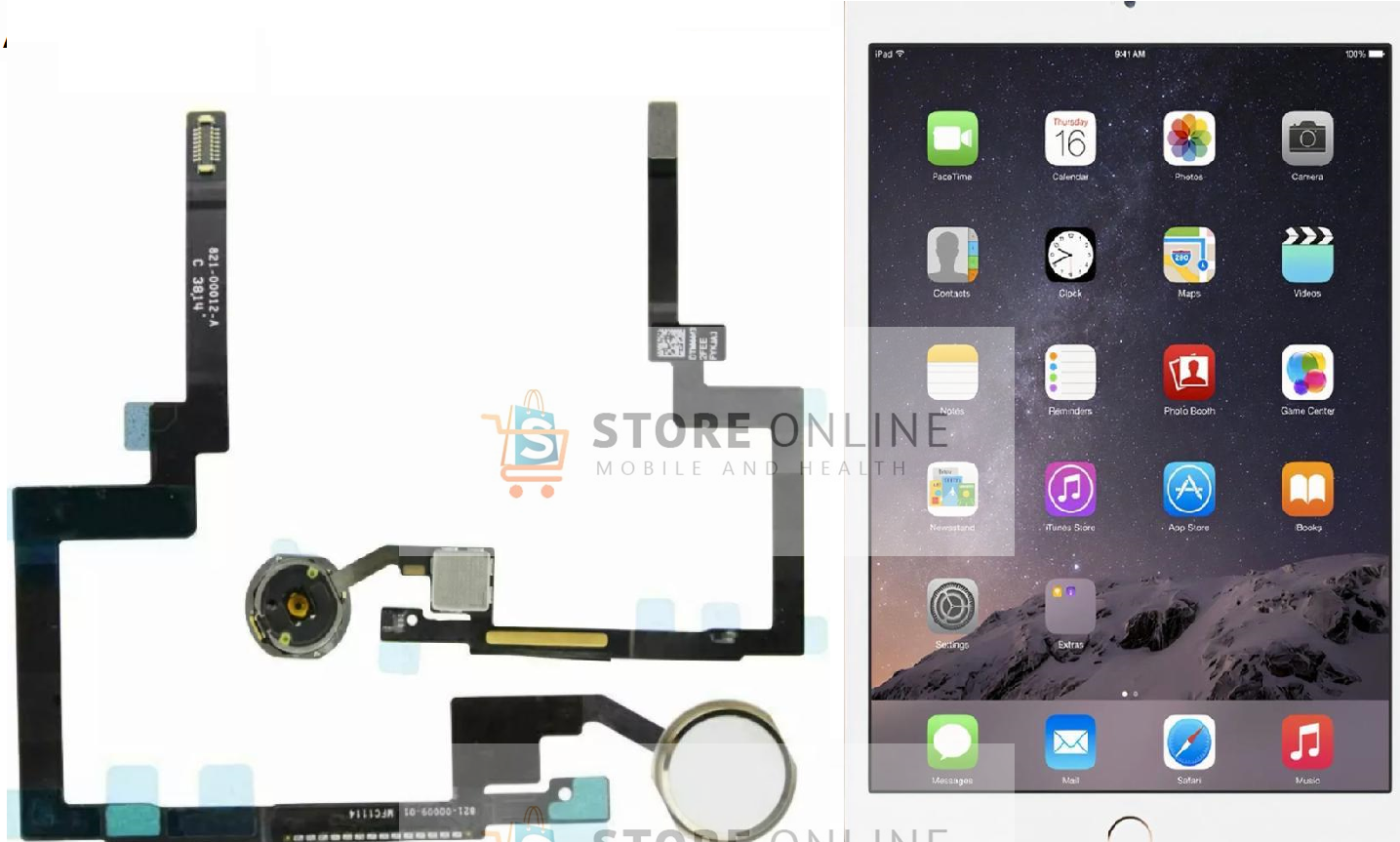 iPad Mini 3 Replacement Home Button Flex (Gold)