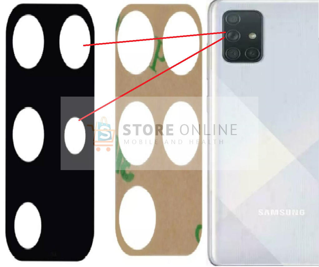 Samsung Galaxy A71 A715 Rear Back Camera Lens Replacement with Adhesives