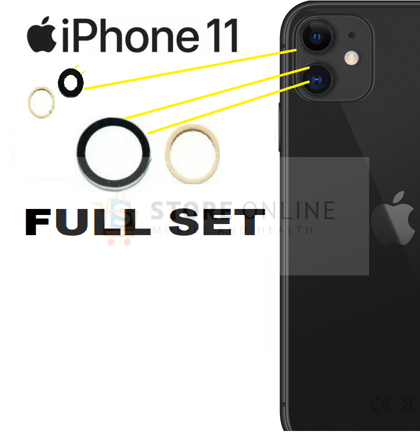 iPhone 11 Full Set Replacement Rear Back Glass Camera Cover with Adhesive