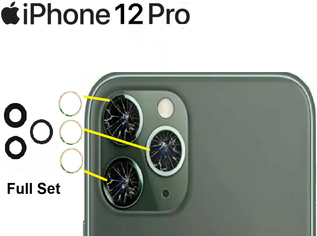 iPhone 12 Pro Lens Full Set Replacement Rear Back Glass Camera Cover with Adhesive