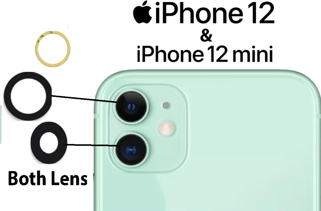 iPhone 12/12 Mini Lens Replacement Rear Back Glass Camera Cover with Adhesive