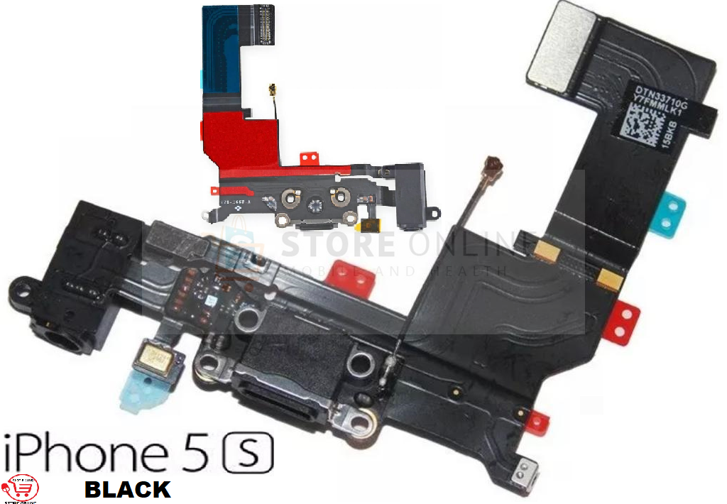 iPhone 5S Black Charging Dock Port Flex Headphone Jack Antenna Mic