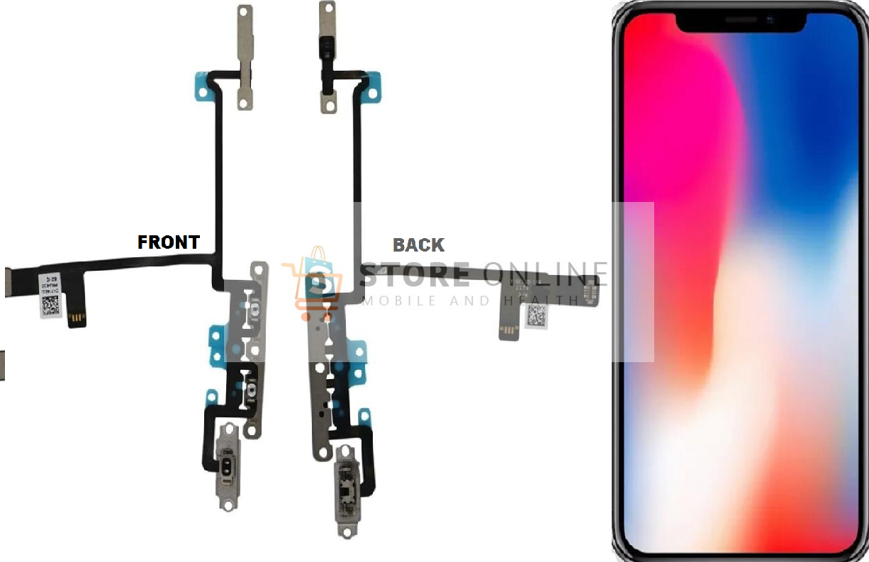 iPhone X Volume Flex Cable Side Buttons Mute Switch Replacement With Bracket
