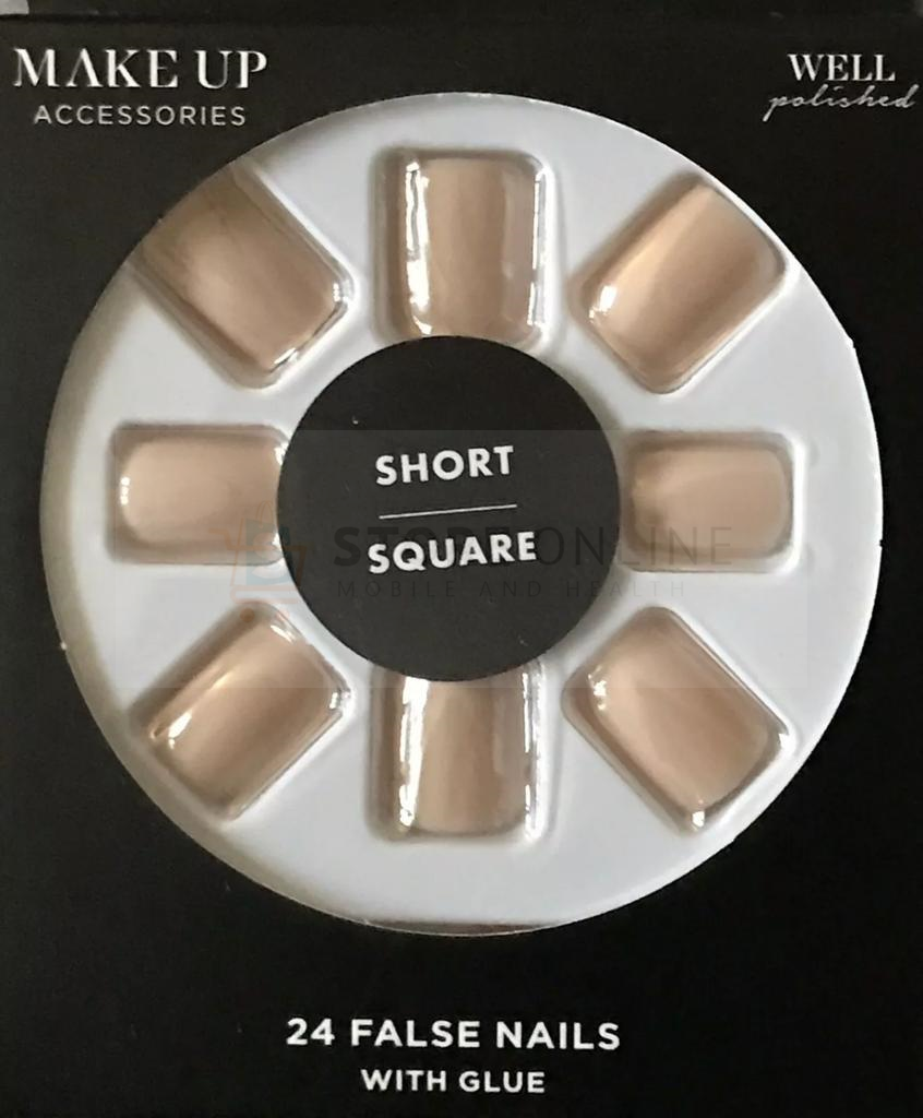 False Nails With Glue 24 Pieces Short Square