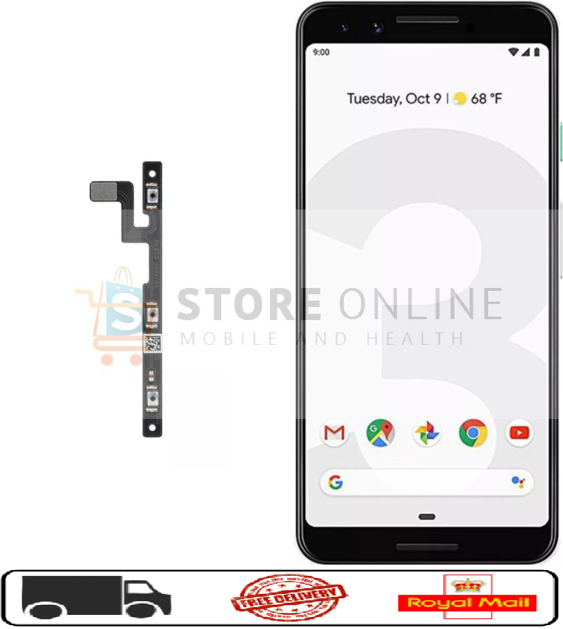 Google Pixel 3a Replacement Power & Volume Button Flex Cable