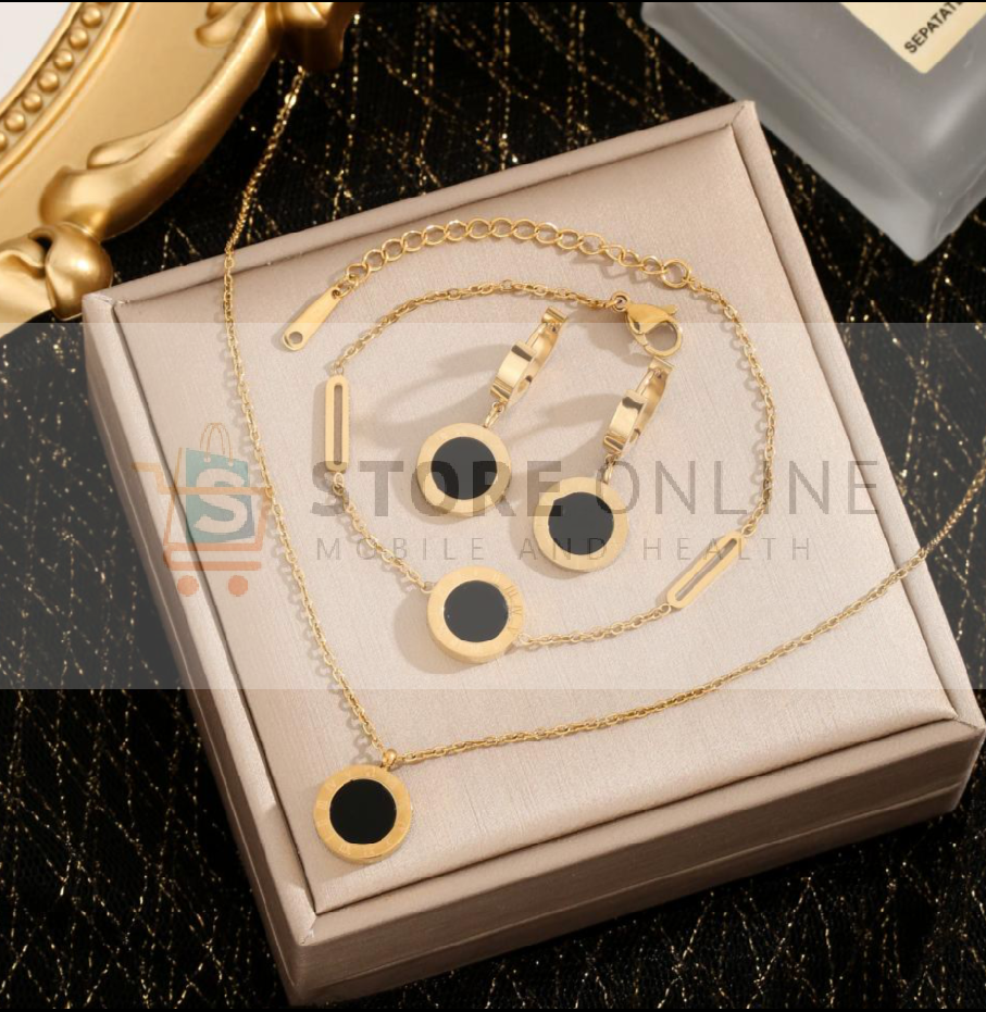 Ladies Gold Plated Imitation Necklace Bracelet Earring Party Wedding Anniversary